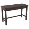 47 in. W Dark Brown and Black Wooden 2-Drawers Writing Desk with Block Legs by Benjara