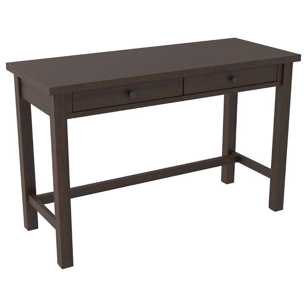 47 in. W Dark Brown and Black Wooden 2-Drawers Writing Desk with Block Legs by Benjara 1 47 in. W Dark Brown and Black Wooden 2-Drawers Writing Desk with Block Legs by Benjara