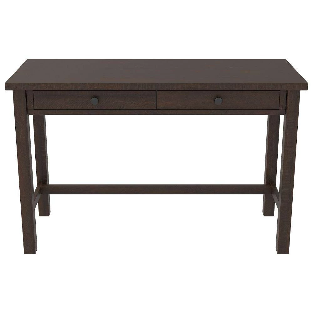 47 in. W Dark Brown and Black Wooden 2-Drawers Writing Desk with Block Legs by Benjara 3 47 in. W Dark Brown and Black Wooden 2-Drawers Writing Desk with Block Legs by Benjara - Image 3