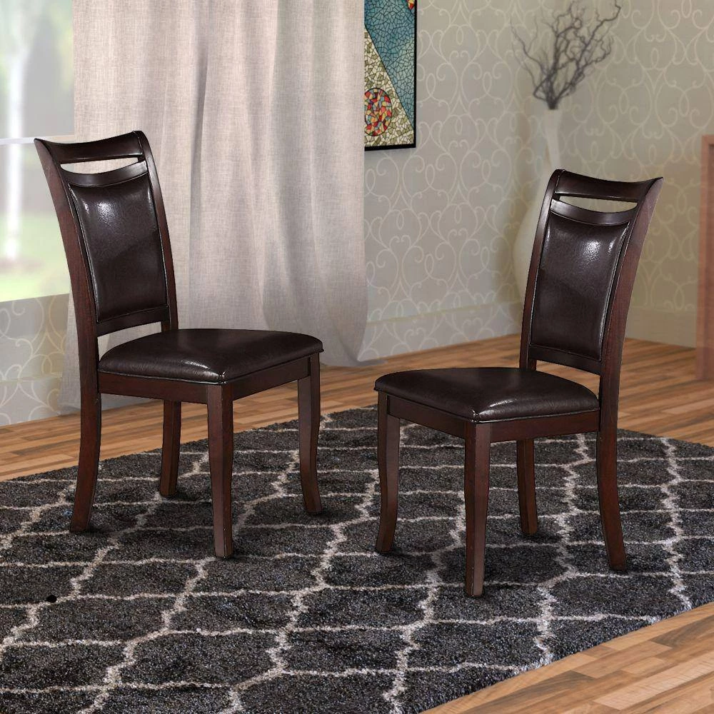 Dark Brown Leatherette Upholstered Wooden Side Chair (Set of 2) by Benjara 7 Dark Brown Leatherette Upholstered Wooden Side Chair (Set of 2) by Benjara - Image 7