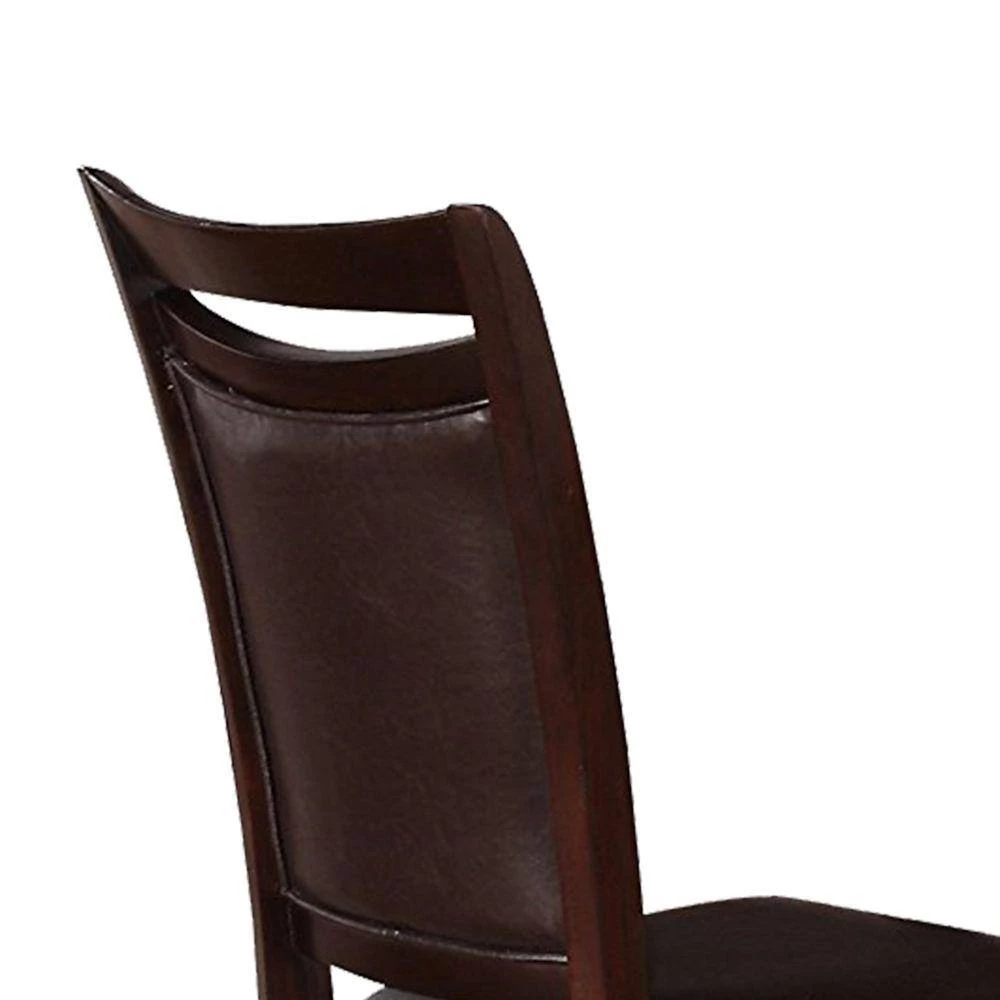 Dark Brown Leatherette Upholstered Wooden Side Chair (Set of 2) by Benjara 4 Dark Brown Leatherette Upholstered Wooden Side Chair (Set of 2) by Benjara - Image 4