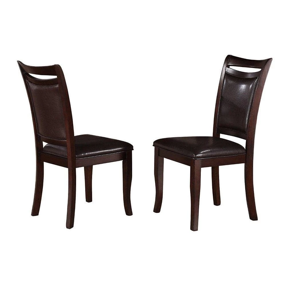 Dark Brown Leatherette Upholstered Wooden Side Chair (Set of 2) by Benjara 1 Dark Brown Leatherette Upholstered Wooden Side Chair (Set of 2) by Benjara