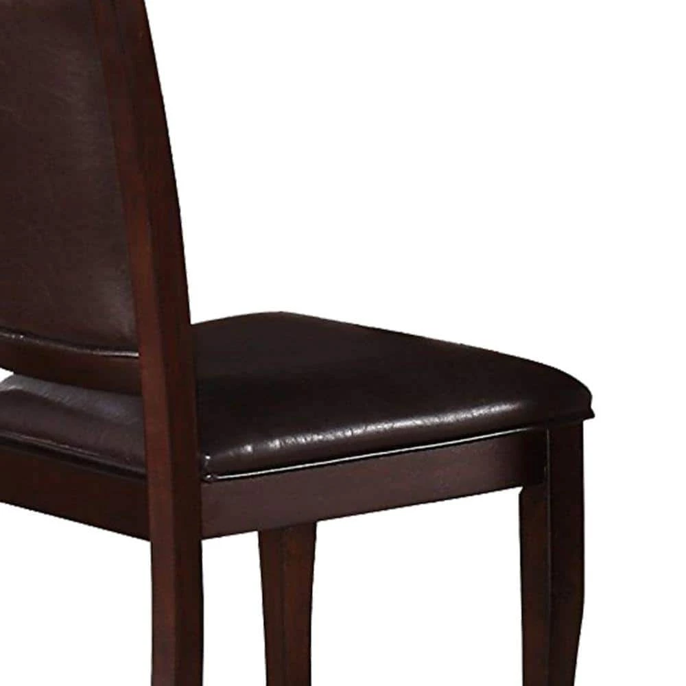 Dark Brown Leatherette Upholstered Wooden Side Chair (Set of 2) by Benjara 2 Dark Brown Leatherette Upholstered Wooden Side Chair (Set of 2) by Benjara - Image 2