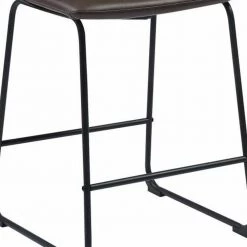 34 in. Dark Brown High Back Transitional Contoured Counter Height Stool with Leather Seat (Set of 2) by Benjara -Cheap Benjara Store dark brown benjara bar stools bm160828 1f 1000