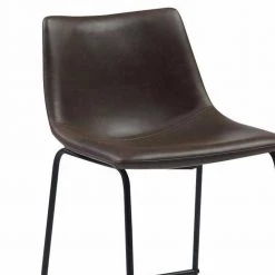 34 in. Dark Brown High Back Transitional Contoured Counter Height Stool with Leather Seat (Set of 2) by Benjara -Cheap Benjara Store dark brown benjara bar stools bm160828 4f 1000