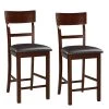 42 in. Dark Brown Wooden Counter Height Chair (Set of 2) by Benjara
