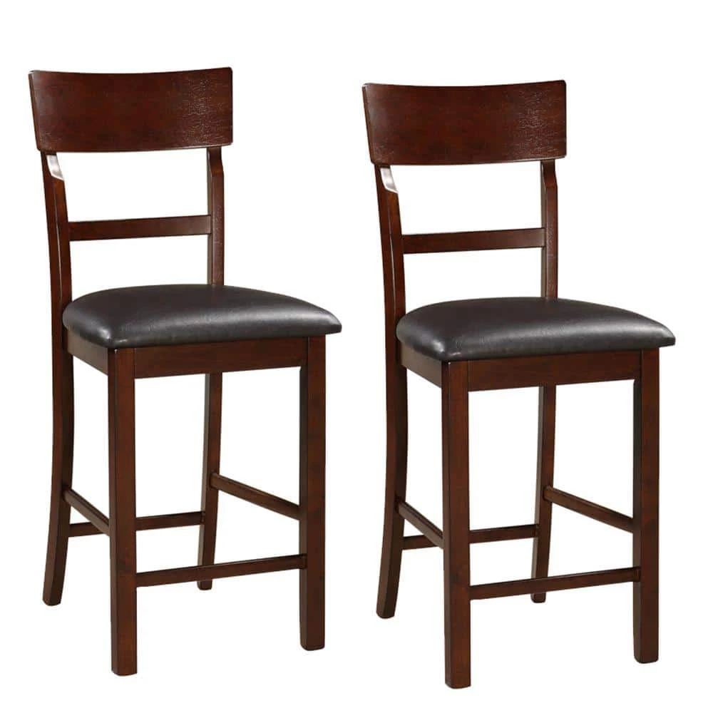 42 in. Dark Brown Wooden Counter Height Chair (Set of 2) by Benjara 2 42 in. Dark Brown Wooden Counter Height Chair (Set of 2) by Benjara - Image 2