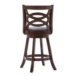 37.5 in. H Solid Wood Dark Brown High Back Counter Stool with Open Geometric Curved Back by Benjara -Cheap Benjara Store dark brown benjara bar stools bm241958 1f 1000