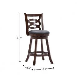 37.5 in. H Solid Wood Dark Brown High Back Counter Stool with Open Geometric Curved Back by Benjara -Cheap Benjara Store dark brown benjara bar stools bm241958 40 1000