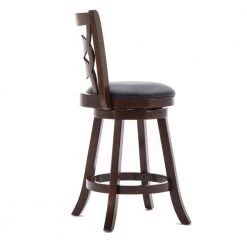 37.5 in. H Solid Wood Dark Brown High Back Counter Stool with Open Geometric Curved Back by Benjara -Cheap Benjara Store dark brown benjara bar stools bm241958 4f 1000