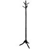Dark Brown Sturdy Wooden Twist Hall Tree Coat Rack by Benjara