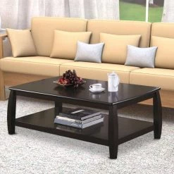 Contemporary 48 in. Dark Brown Large Rectangle Wood Coffee Table by Benjara -Cheap Benjara Store dark brown benjara coffee tables bm184884 31 1000
