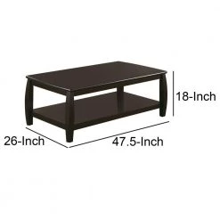 Contemporary 48 in. Dark Brown Large Rectangle Wood Coffee Table by Benjara -Cheap Benjara Store dark brown benjara coffee tables bm184884 fa 1000