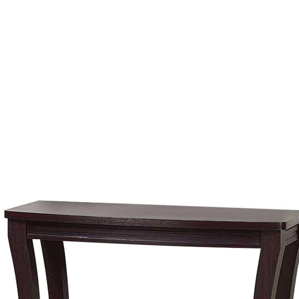 15.25 in. Dark Brown Standard Rectangle Wood Console Table with Shelf by Benjara 4 15.25 in. Dark Brown Standard Rectangle Wood Console Table with Shelf by Benjara - Image 4