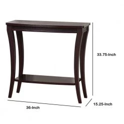 15.25 in. Dark Brown Standard Rectangle Wood Console Table with Shelf by Benjara 14 15.25 in. Dark Brown Standard Rectangle Wood Console Table with Shelf by Benjara -Cheap Benjara Store dark brown benjara console tables bm148764 fa 1000