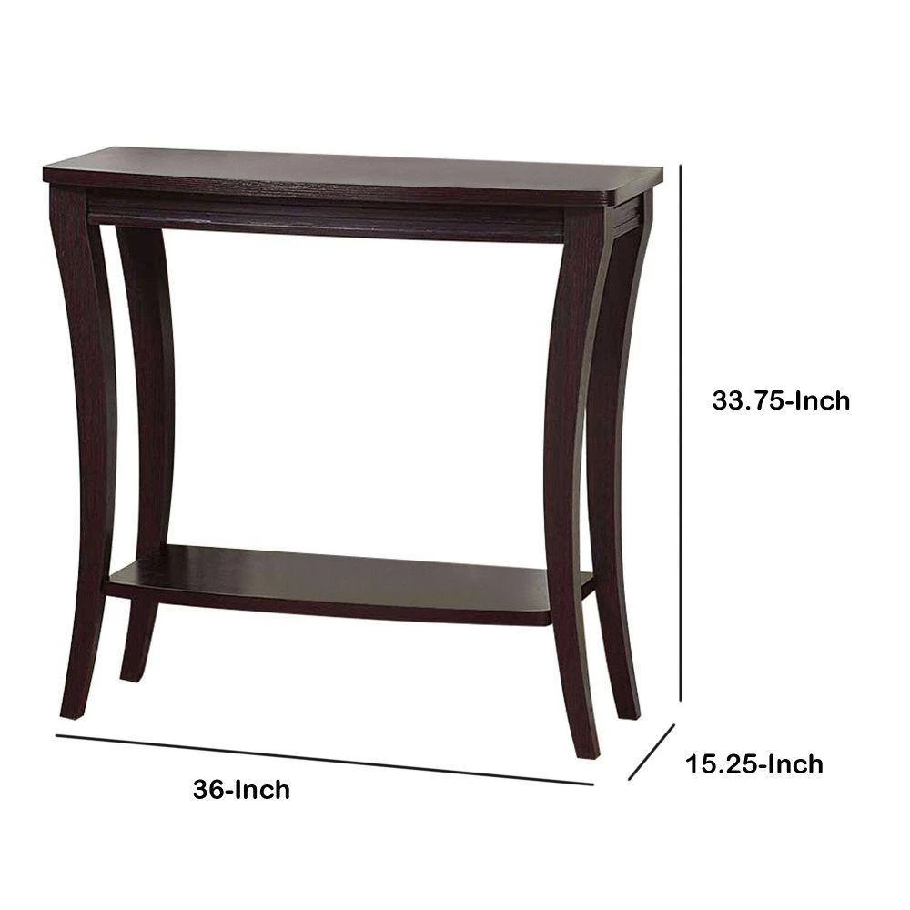 15.25 in. Dark Brown Standard Rectangle Wood Console Table with Shelf by Benjara 7 15.25 in. Dark Brown Standard Rectangle Wood Console Table with Shelf by Benjara - Image 7
