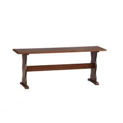 Dark Brown Wooden Rectangular Bench with Sleek Pedestal Style Feet (17.3 in. x 43.3 in. x 12 in.) by Benjara