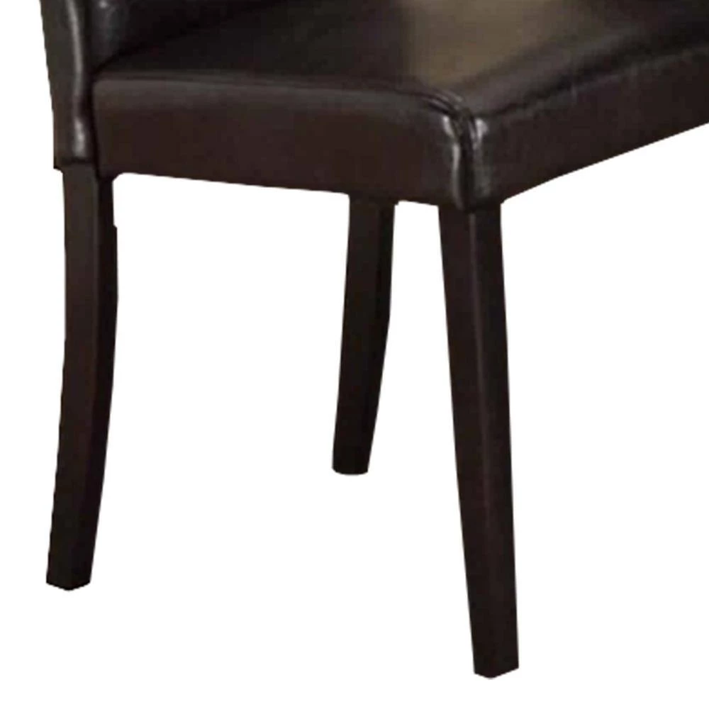 Dark Brown Faux Leather and Pine Wood Dining Side Chair (Set of 2) by Benjara 5 Dark Brown Faux Leather and Pine Wood Dining Side Chair (Set of 2) by Benjara - Image 5