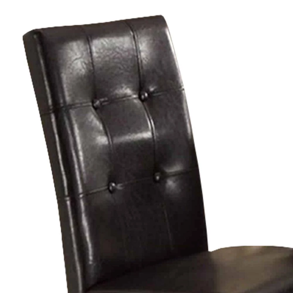 Dark Brown Faux Leather and Pine Wood Dining Side Chair (Set of 2) by Benjara 4 Dark Brown Faux Leather and Pine Wood Dining Side Chair (Set of 2) by Benjara - Image 4