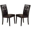 Dark Brown Faux Leather and Pine Wood Dining Side Chair (Set of 2) by Benjara