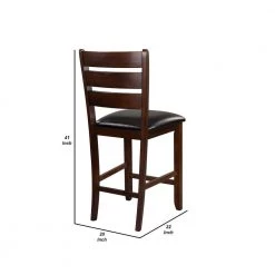 Dark Brown with Slatted Backs Wood Counter Height Chairs (Set of 2) by Benjara -Cheap Benjara Store dark brown benjara dining chairs bm179875 44 1000