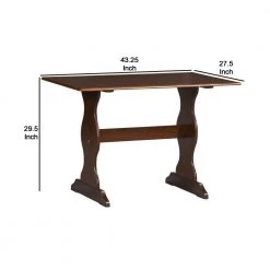 27.5 in. Rectangular Dark Brown Wooden Table with Curved Pedestal Style Feet and 2 Seating Capacity by Benjara -Cheap Benjara Store dark brown benjara kitchen dining tables bm144144 44 1000