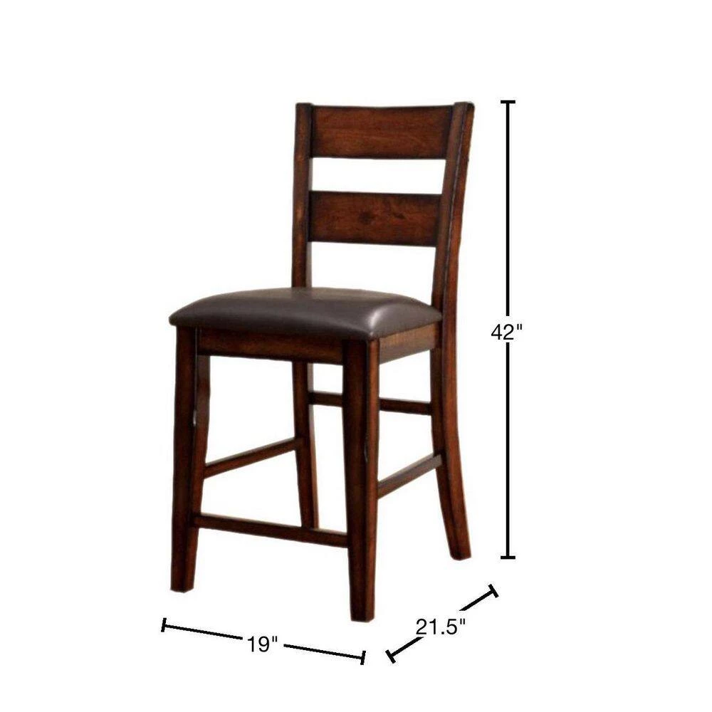 Dickinson II Cottage Dark Cherry Counter Height Chair (Set of 2) by Benjara 3 Dickinson II Cottage Dark Cherry Counter Height Chair (Set of 2) by Benjara - Image 3