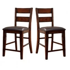 Dickinson II Cottage Dark Cherry Counter Height Chair (Set of 2) by Benjara