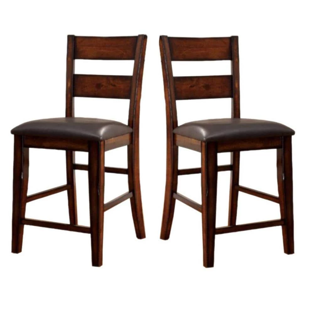 Dickinson II Cottage Dark Cherry Counter Height Chair (Set of 2) by Benjara 1 Dickinson II Cottage Dark Cherry Counter Height Chair (Set of 2) by Benjara