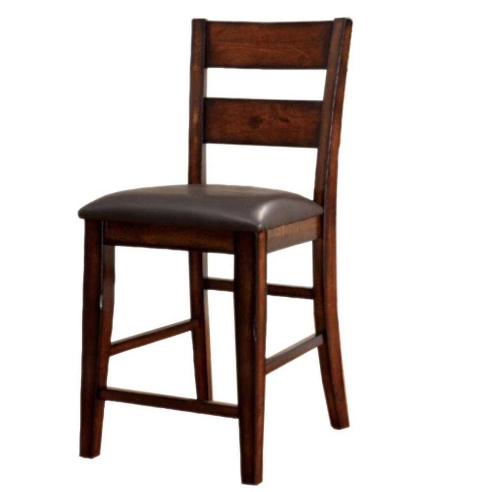 Dickinson II Cottage Dark Cherry Counter Height Chair (Set of 2) by Benjara 2 Dickinson II Cottage Dark Cherry Counter Height Chair (Set of 2) by Benjara - Image 2