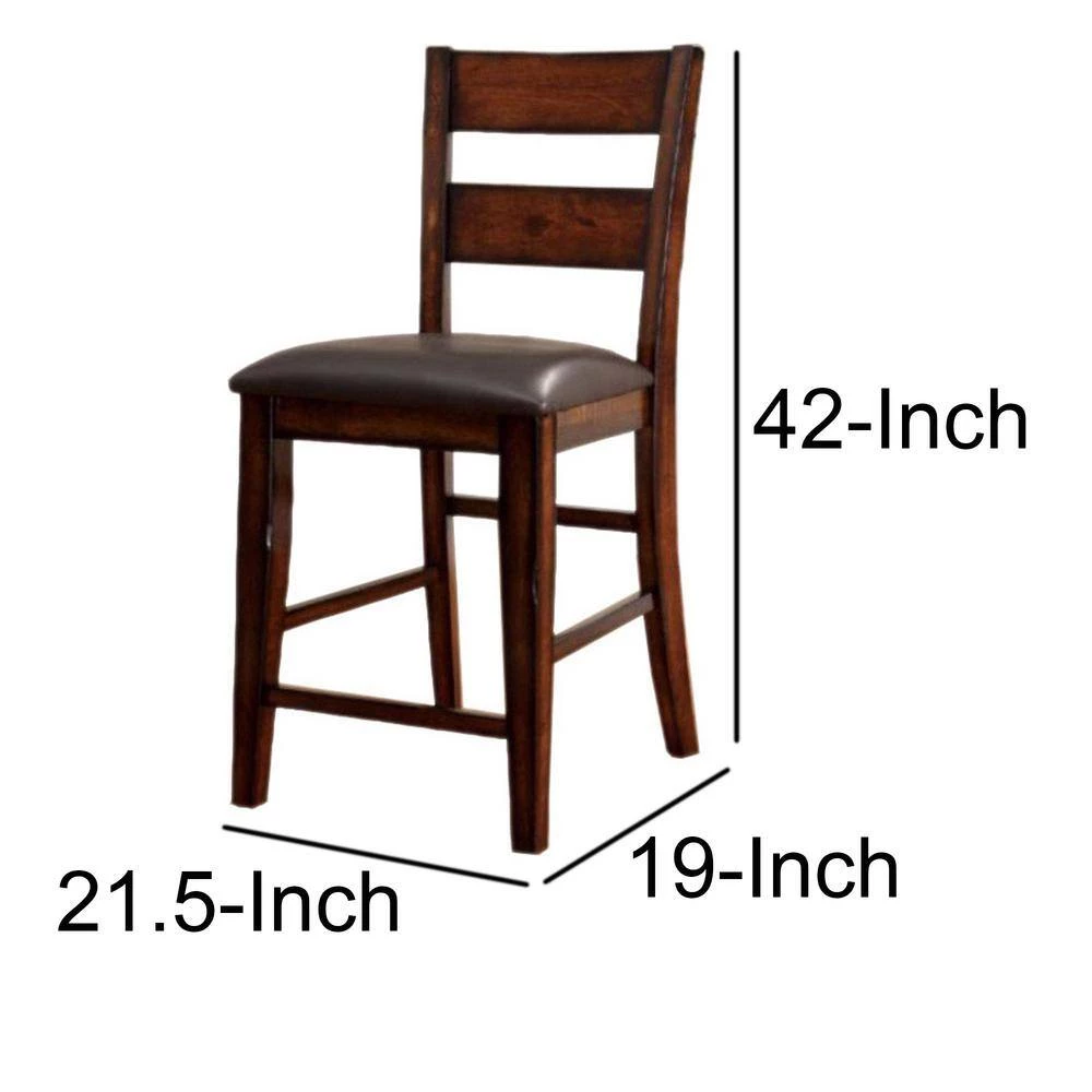 Dickinson II Cottage Dark Cherry Counter Height Chair (Set of 2) by Benjara 7 Dickinson II Cottage Dark Cherry Counter Height Chair (Set of 2) by Benjara - Image 7
