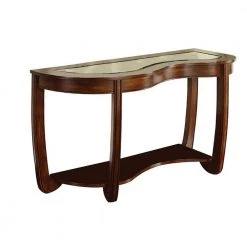 Crystal Falls 51 in. Dark Cherry Brown Specialty Glass Console Table by Benjara