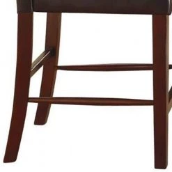 Dark Cherry Brown Leatherette Upholstered Wooden Counter Height Chair (Set of 2) by Benjara -Cheap Benjara Store dark cherry brown benjara dining chairs bm179909 1f 1000