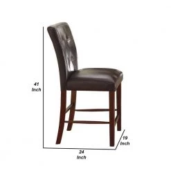 Dark Cherry Brown Leatherette Upholstered Wooden Counter Height Chair (Set of 2) by Benjara -Cheap Benjara Store dark cherry brown benjara dining chairs bm179909 44 1000