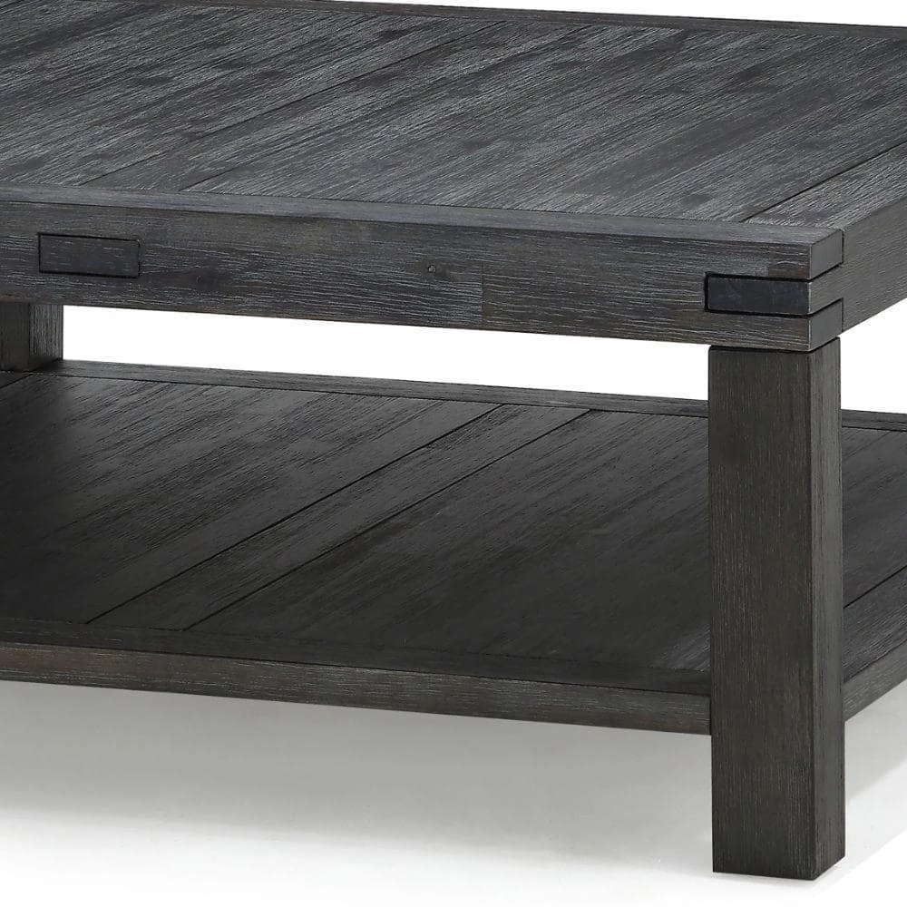 44 in. Dark Gray Large Square Wood Coffee Table with Open Shelf by Benjara 5 44 in. Dark Gray Large Square Wood Coffee Table with Open Shelf by Benjara - Image 5