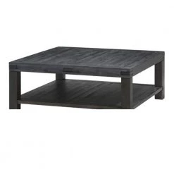 Cheap Benjara Store 44 44 in. Dark Gray Large Square Wood Coffee Table with Open Shelf by Benjara