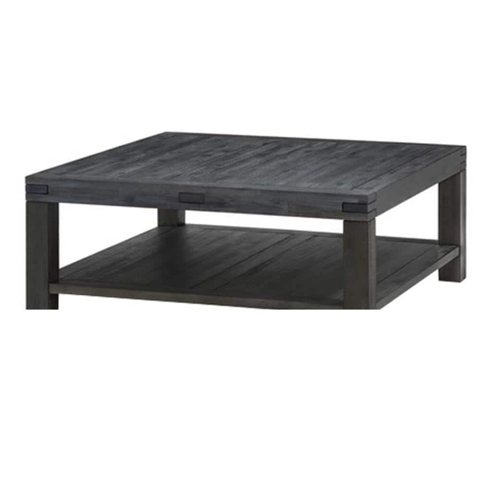 44 in. Dark Gray Large Square Wood Coffee Table with Open Shelf by Benjara 1 44 in. Dark Gray Large Square Wood Coffee Table with Open Shelf by Benjara