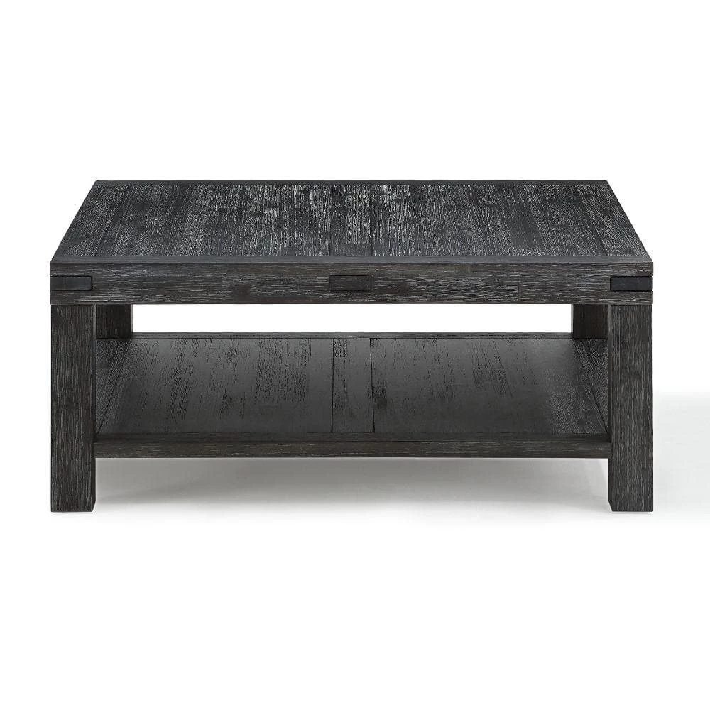 44 in. Dark Gray Large Square Wood Coffee Table with Open Shelf by Benjara 3 44 in. Dark Gray Large Square Wood Coffee Table with Open Shelf by Benjara - Image 3