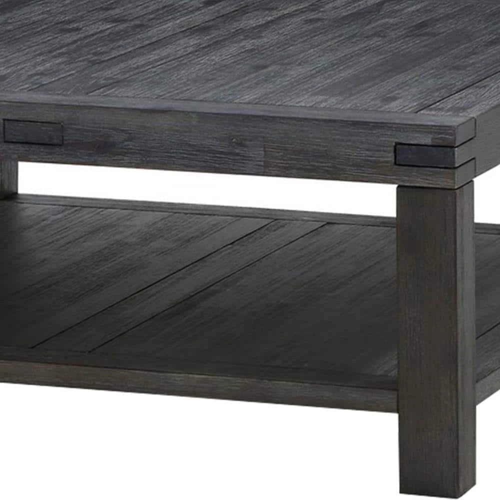 44 in. Dark Gray Large Square Wood Coffee Table with Open Shelf by Benjara 2 44 in. Dark Gray Large Square Wood Coffee Table with Open Shelf by Benjara - Image 2