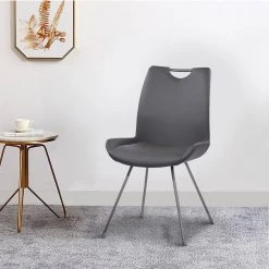 Dark Gray Curved Back Side Dining Chair with Bucket Design Seat (Set of 2) by Benjara -Cheap Benjara Store dark gray benjara dining chairs bm237188 31 1000