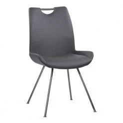 Dark Gray Curved Back Side Dining Chair with Bucket Design Seat (Set of 2) by Benjara