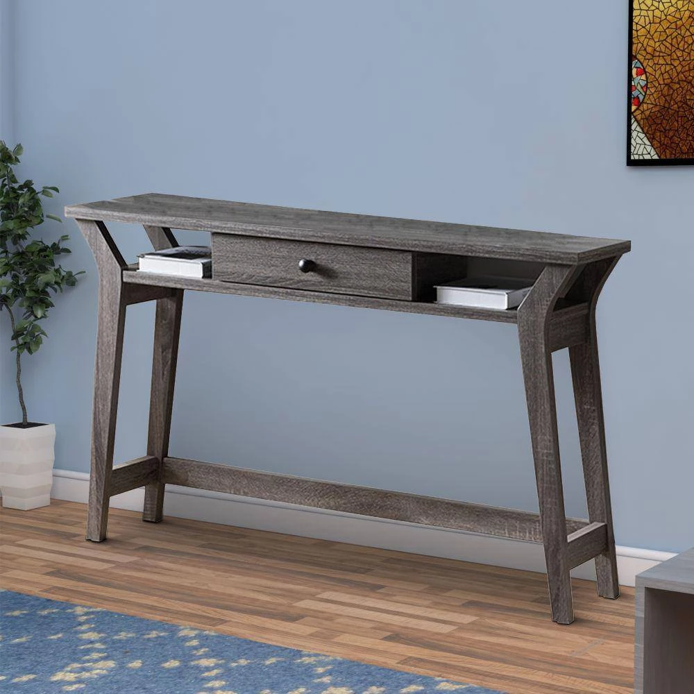 12 in. Rectangular Dark Gray 1 Drawer Writing Desk by Benjara 4 12 in. Rectangular Dark Gray 1 Drawer Writing Desk by Benjara - Image 4