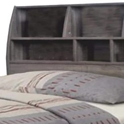 Gray Elegant Full Bookcase Headboard with 6-Shelves by Benjara -Cheap Benjara Store distressed gray benjara headboards bm141891 4f 1000