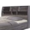 Gray Elegant Full Bookcase Headboard with 6-Shelves by Benjara