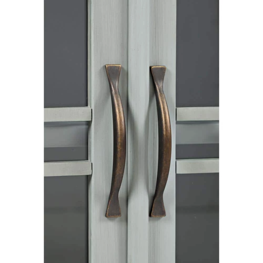 Craftmen Series Earl Gray 32 in. Wooden Accent Cabinet with Fretwork Glass Front by Benjara 6 Craftmen Series Earl Gray 32 in. Wooden Accent Cabinet with Fretwork Glass Front by Benjara - Image 6