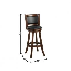 Pio 47 in. Espresso Brown High Back Wooden Extra Tall Swivel Bar Stool with Faux Leather Seat by Benjara -Cheap Benjara Store espresso brown benjara bar stools bm274342 40 1000