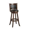 Pio 47 in. Espresso Brown High Back Wooden Extra Tall Swivel Bar Stool with Faux Leather Seat by Benjara