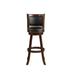 Pio 47 in. Espresso Brown High Back Wooden Extra Tall Swivel Bar Stool with Faux Leather Seat by Benjara -Cheap Benjara Store espresso brown benjara bar stools bm274342 c3 1000