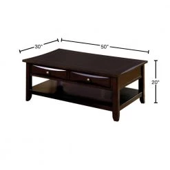 Baldwin 50 in. Espresso Brown Large Rectangle Wood Coffee Table with Drawers by Benjara -Cheap Benjara Store espresso brown benjara coffee tables bm123286 40 1000