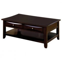Baldwin 50 in. Espresso Brown Large Rectangle Wood Coffee Table with Drawers by Benjara
